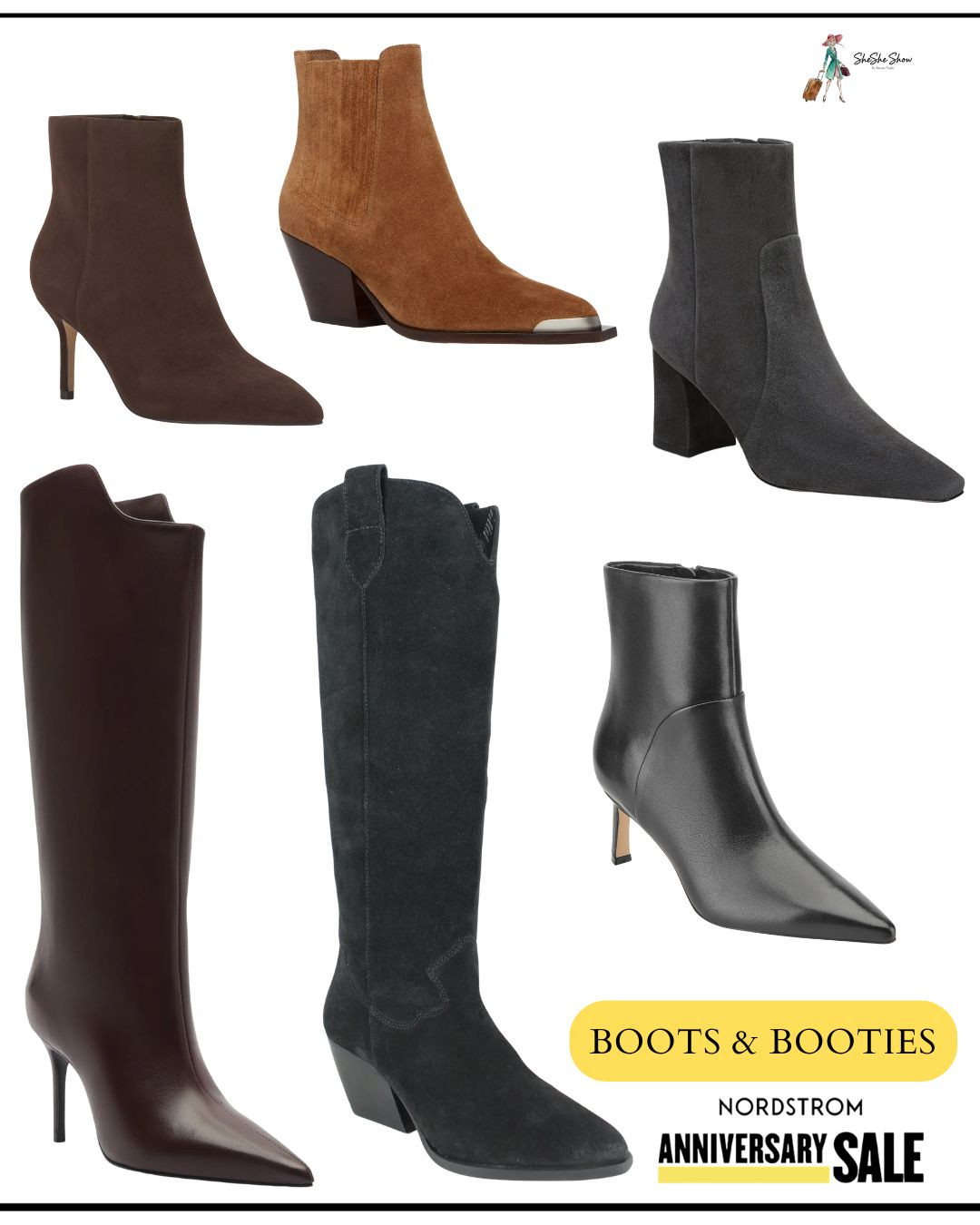 NSale boots and booties. Suede, leather, western inspired, heeled, block heel, pointy toe boots, brown and black boots. Knee high boots.
Choose the style that works best for you

#LTKOver40 #LTKSaleAlert #LTKWorkwear
