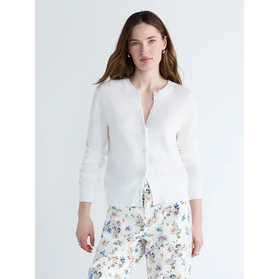 Free Assembly Women's Classic Cardigan Sweater with Long Sleeves, Lightweight, Sizes XS-4X - Walm... | Walmart (US)