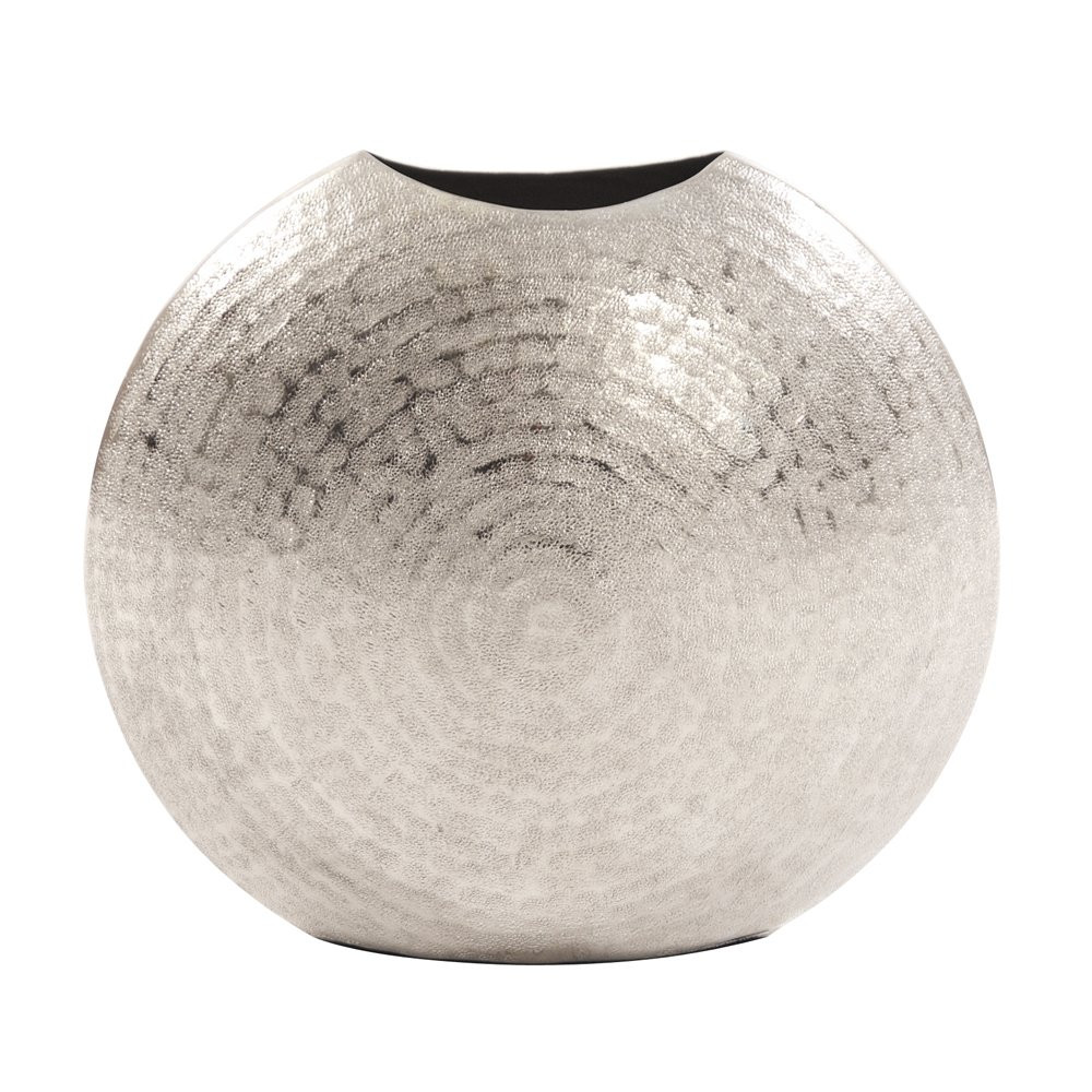 Howard Elliott Collection Frosted Decorative Metal Vase Mettalic Silver Accent with Hammered Text... | Amazon (US)