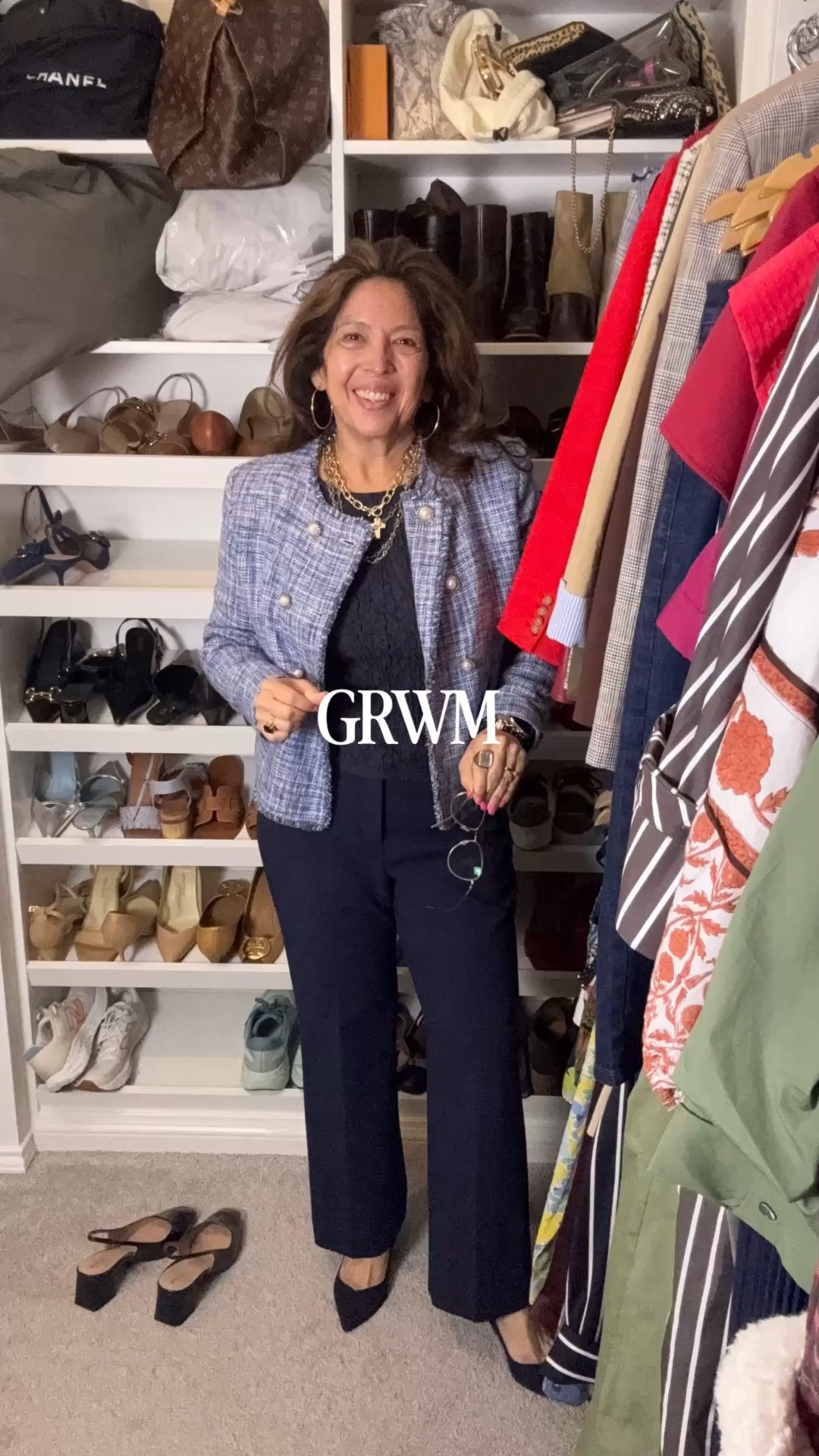 I started out wearing one outfit and then thought through my day and decided to change. Ultimately, I’m mixing high and low pieces. Pants from J.Crew, top from Veronica Beard, and a vintage jacket from Anthropologie. ￼
I want to feel chic, polished, and be comfortable. ￼

#LTKWorkwear #LTKgrwm #LTKOver40