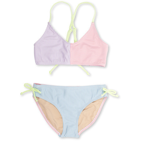 Two Piece Tie Back Bikini Girls 7-14 Seersucker Colorblock | Shade Critters