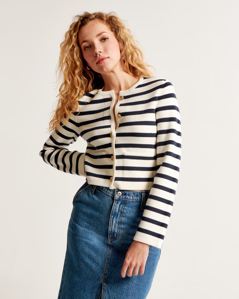 Women's LuxeLoft Crew Sweater Jacket | Women's Tops | Abercrombie.com | Abercrombie & Fitch (US)