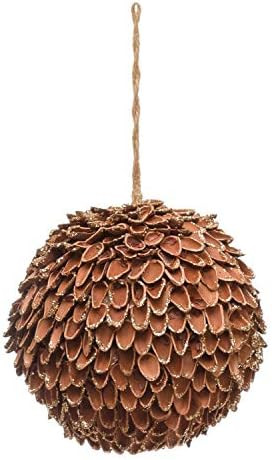 Creative Co-Op 4-1/2" Round Pinecone Ball w/Gold Glitter Tips, Natural Ornaments, Multi | Amazon (US)