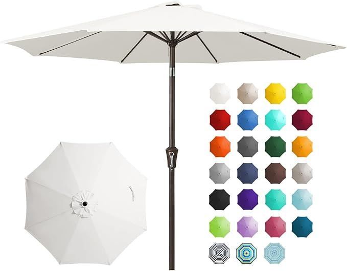 JEAREY 9FT Outdoor Patio Umbrella Outdoor Table Umbrella with Push Button Tilt and Crank, Market ... | Amazon (US)