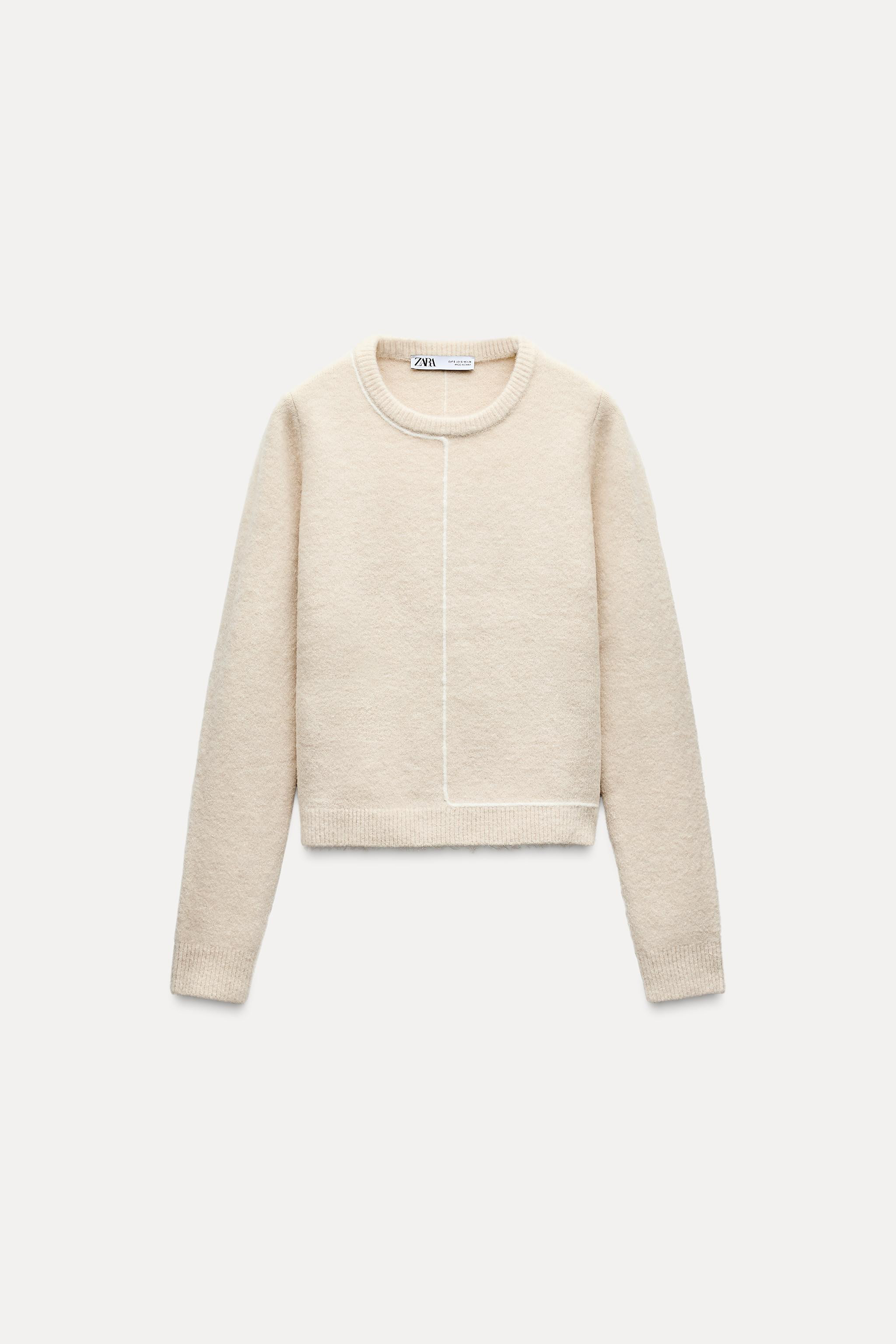 KNIT SWEATER WITH CONTRASTING PIPING | Zara US