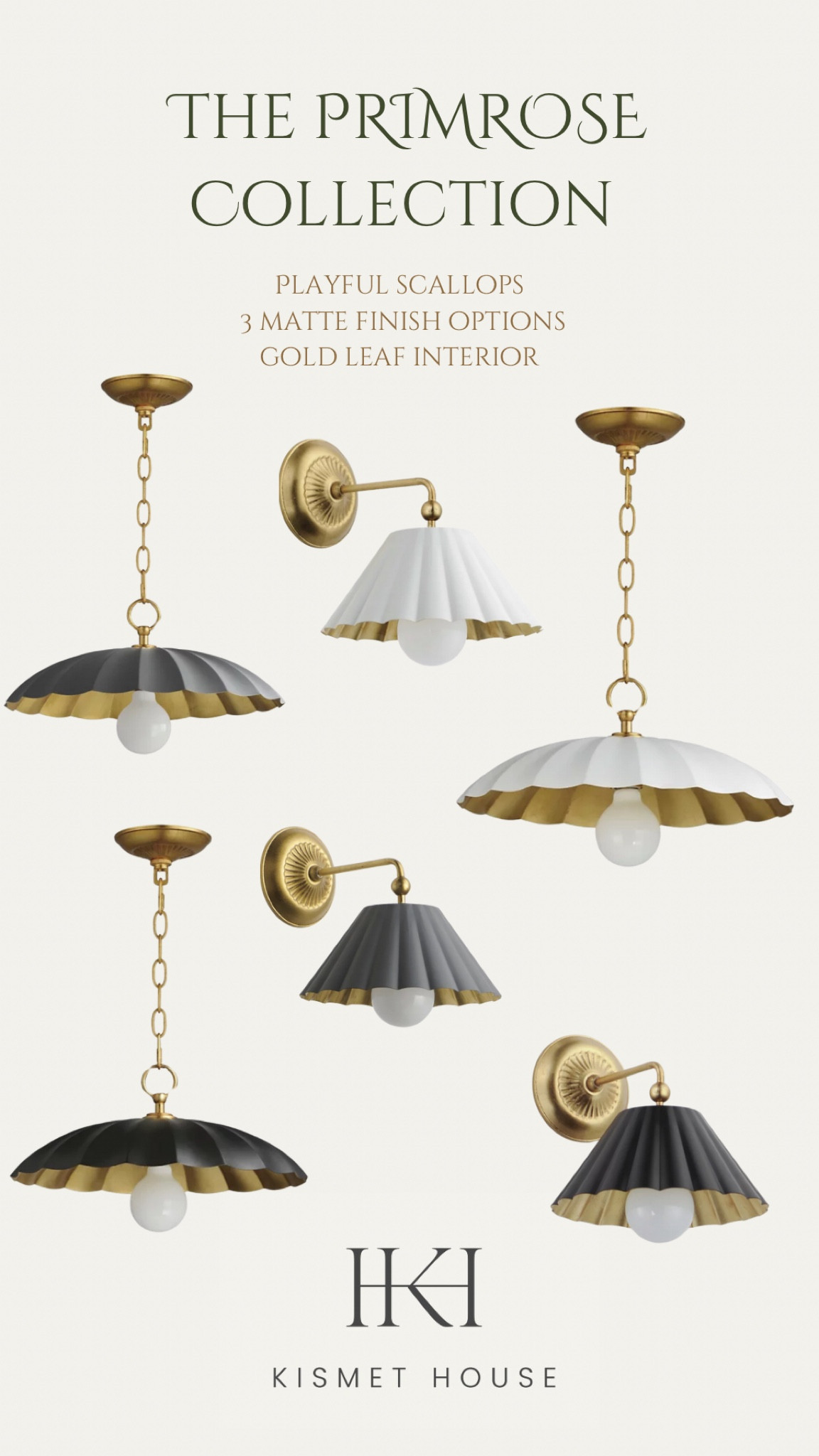 The Primrose collection is one of two lighting lines we designed for Maxim lighting. Playful scallops meet subtle hues and a gold leaf interior/ base plate to bring this collection to life. #ltklighting #kismethouse

#LTKHome