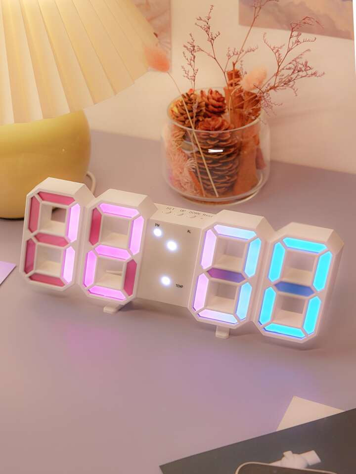 1pc Gradient LED Digital Clock, Colorful Digital Alarm Clock For Home Decor | SHEIN