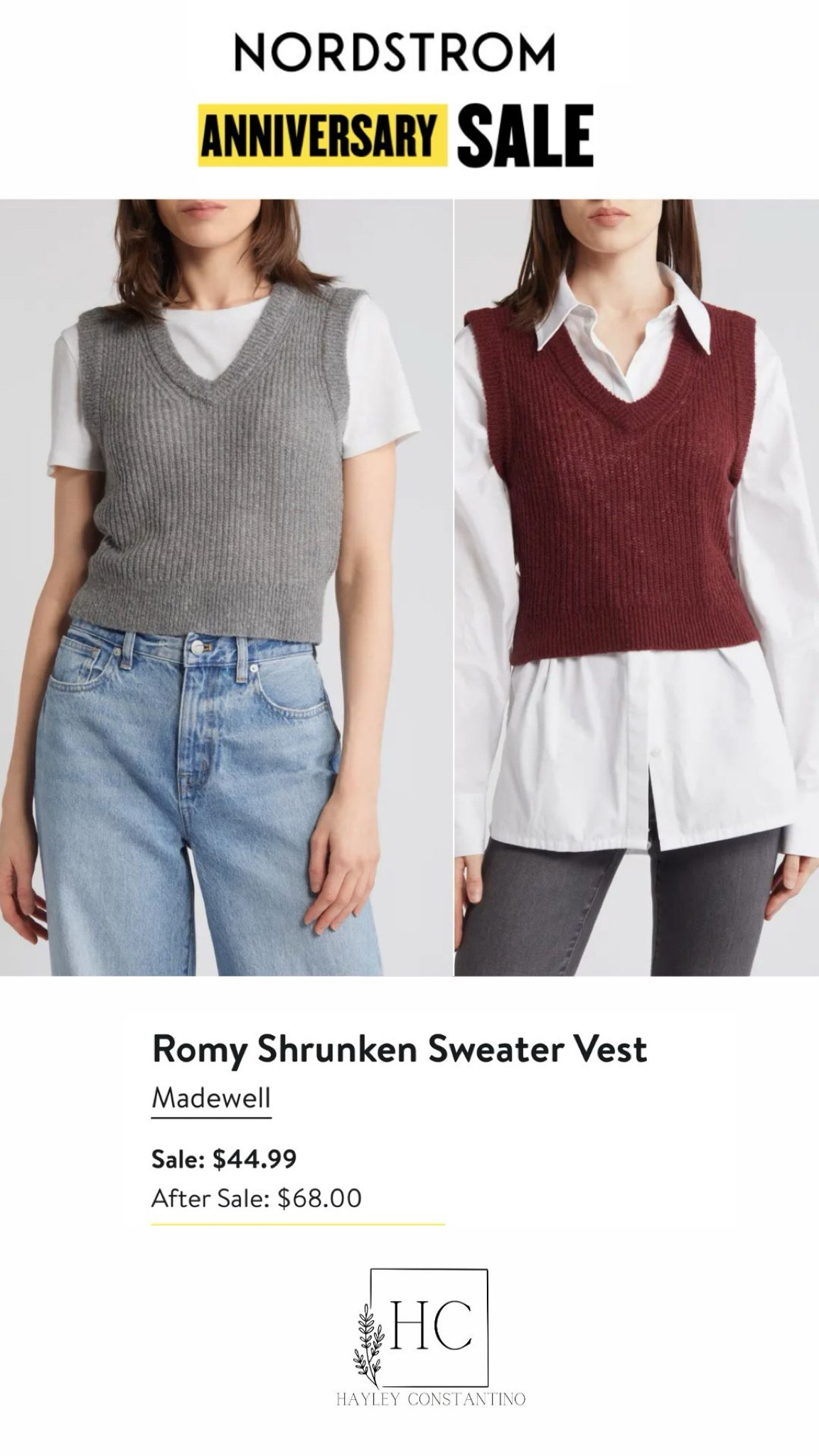 Nordstrom Anniversary Sale: I’m here for the Beverly Hills 90210 Brenda Walsh look! Sweater vests are a big trend right now! Style them with a simple white tee or crisp white blouse with loafers or sneakers


#LTKSaleAlert #LTKxNSale #LTKWorkwear