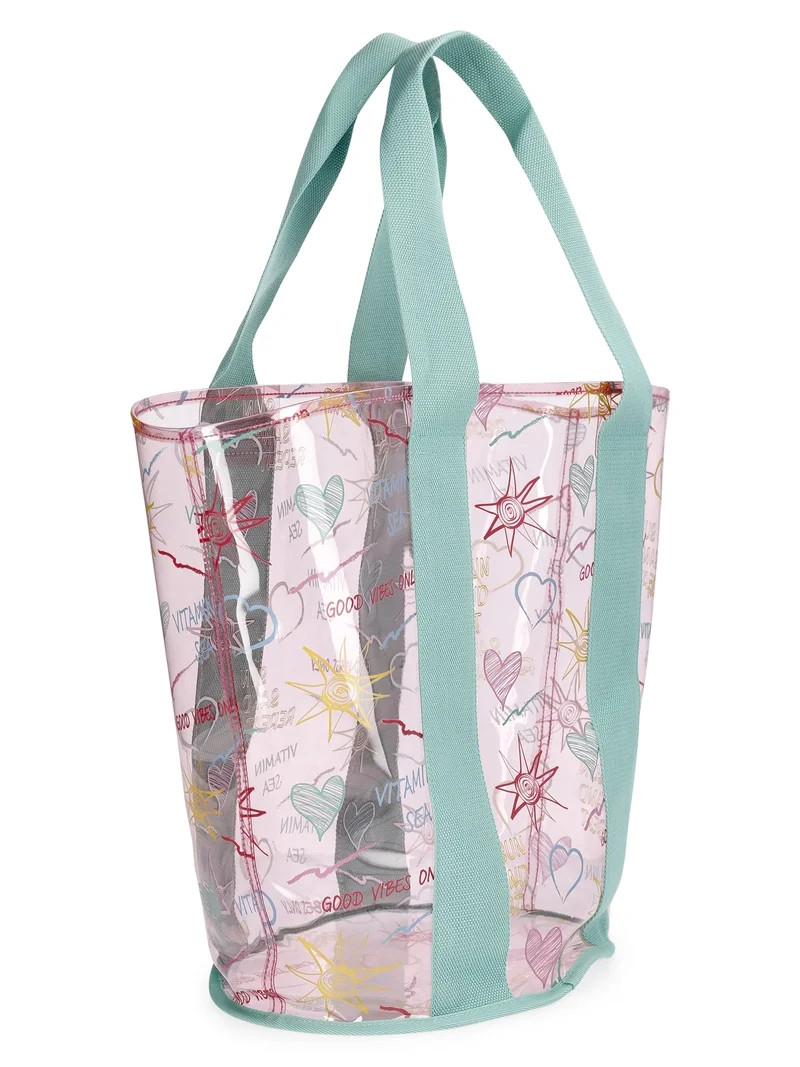 No Boundaries Clear Beach Tote, Multicolor, Women's | Walmart (US)