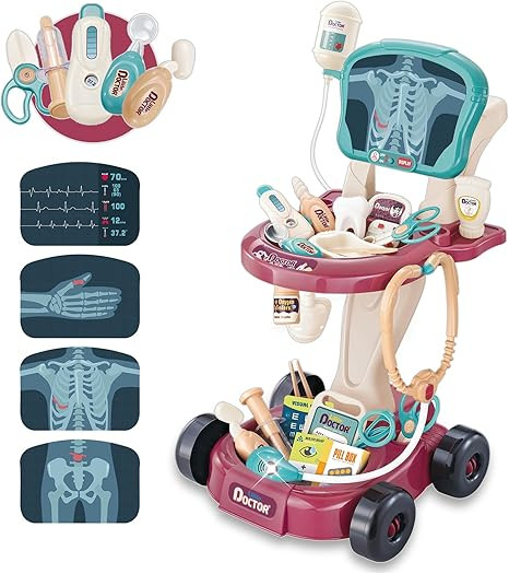 29 Pcs Doctor Kit for Toddlers 3-5 Pretend Play Toys Dentist Set Vet Medical Mobile Cart with Sou... | Amazon (US)