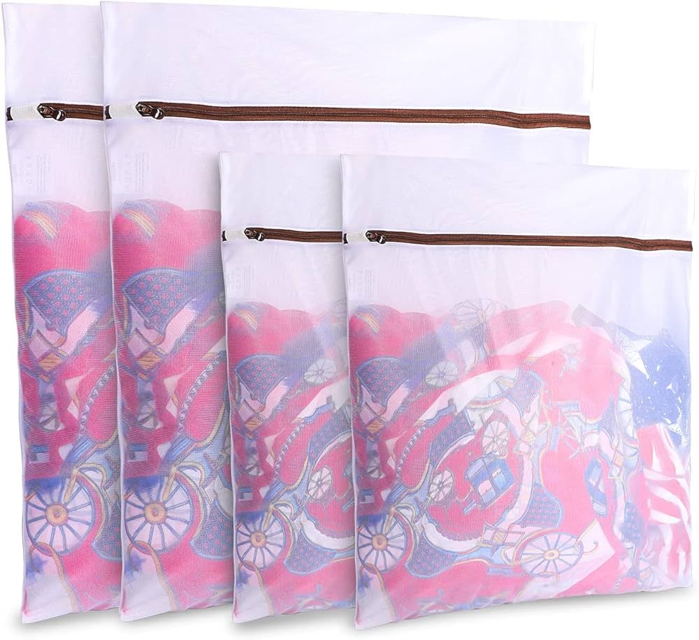 GOGOODA Set of 4 Large Laundry Mesh Bags Delicates Net Wash Bags for Blouse, Jacket,Pants, Sheets... | Amazon (US)