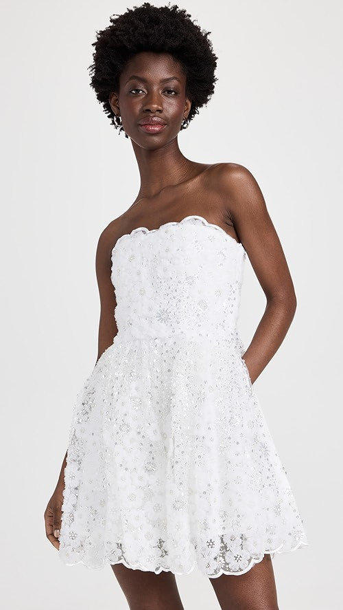 White Beaded Sequin Bandeau Mini Dress | Shopbop