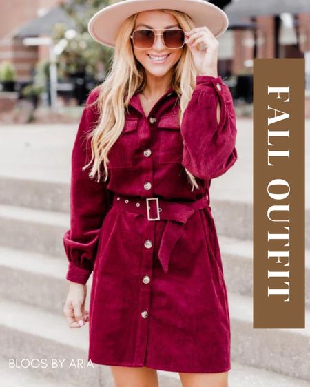 Fall outfit inspo, how cute is this corduroy belted shirt dress? Love the wine color for fall!! 

#LTKmidsize #LTKstyletip #LTKSeasonal