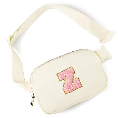 Gitus Personalized Gifts Birthday Gifts for Girls Fanny Pack Cross Body Bags with Initial Letter Preppy Stuff Gifts for Her Girlfriend Wife Sister Friends Mom (Ivory-Z) | Amazon (US)