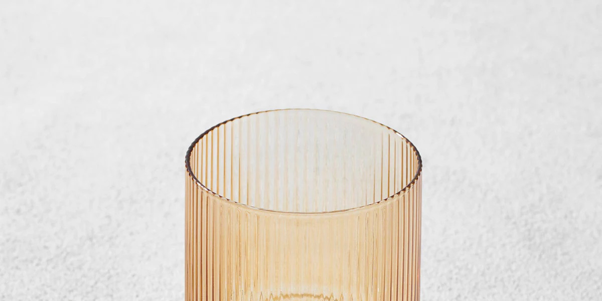 Malibu Ribbed Rocks Glass - Amber 10oz | Linen & Clove