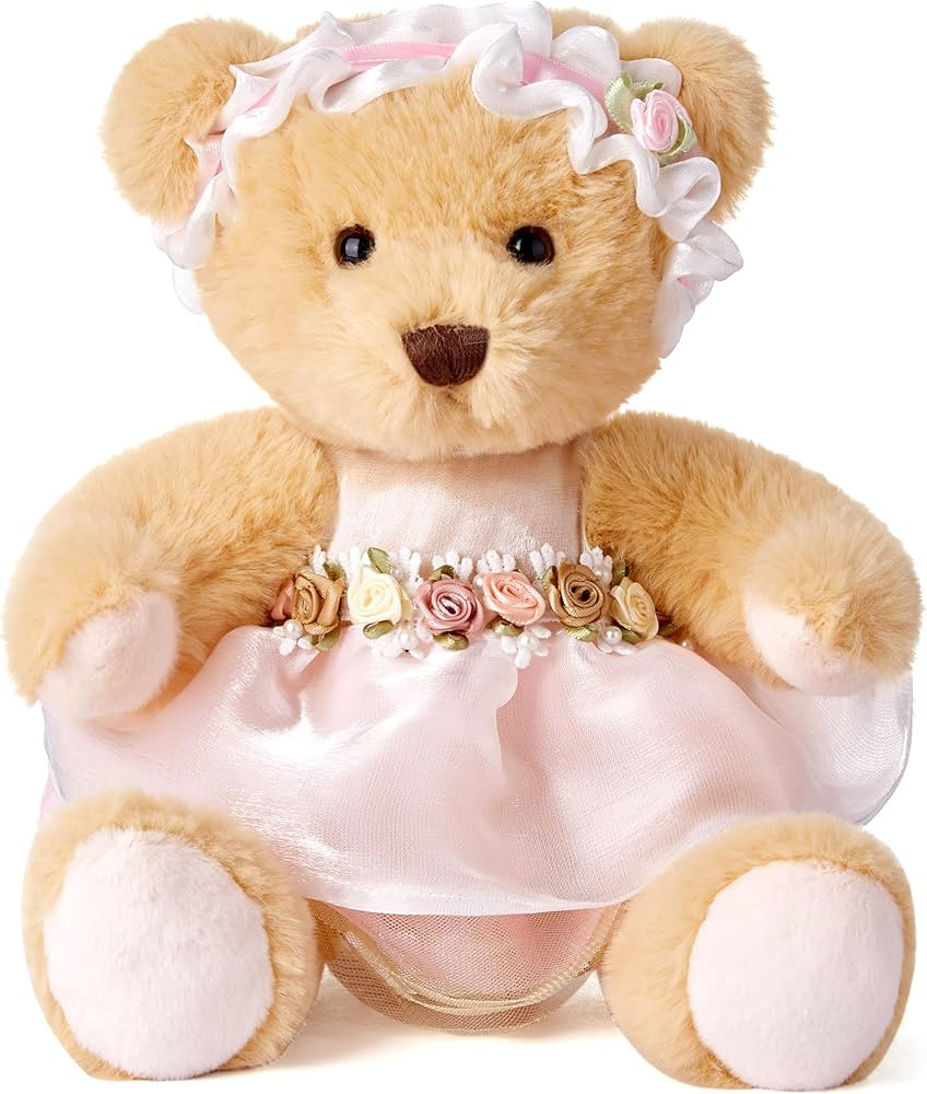 Teddy Bear Stuffed Animal,Small Soft Plush Toy in Dress with Cute Headband, Cuddly Gift for Babie... | Amazon (US)