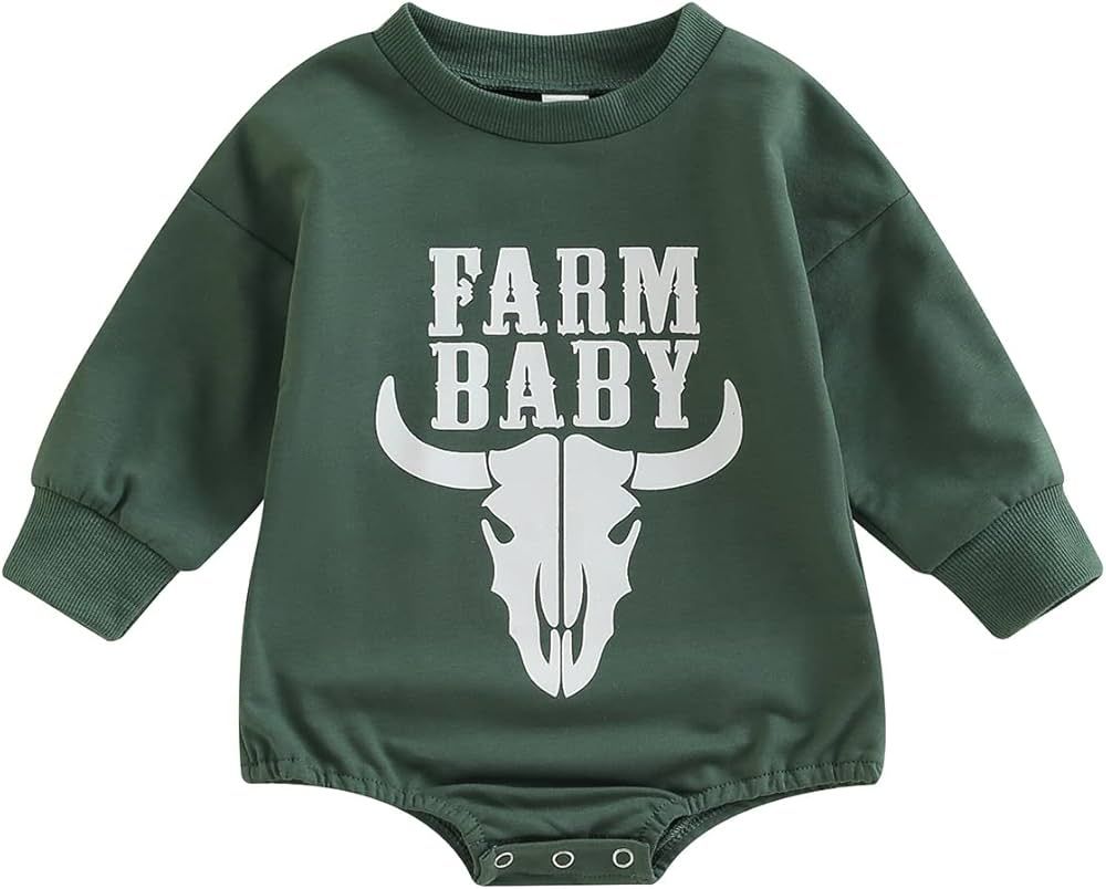 Karuedoo Newborn Baby Girl Boy Cow Print Sweatshirt Romper Crewneck Oversized Onesie Long Sleeve ... | Amazon (US)