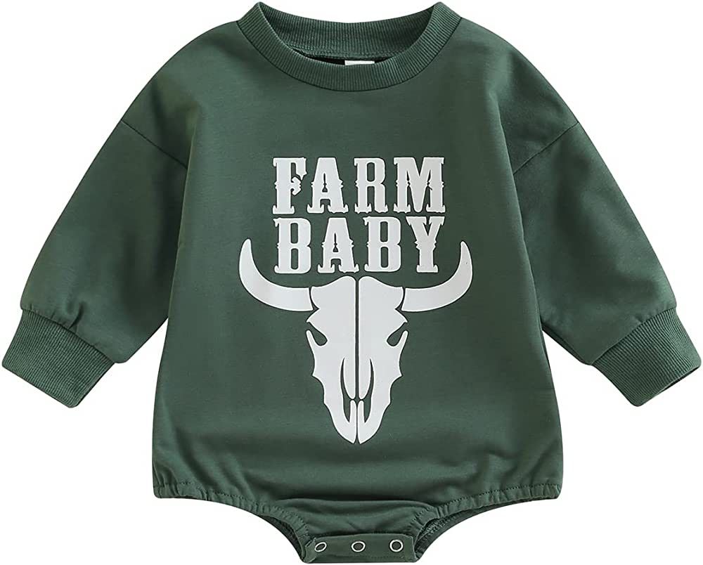 Karuedoo Newborn Baby Girl Boy Cow Print Sweatshirt Romper Crewneck Oversized Onesie Long Sleeve ... | Amazon (US)