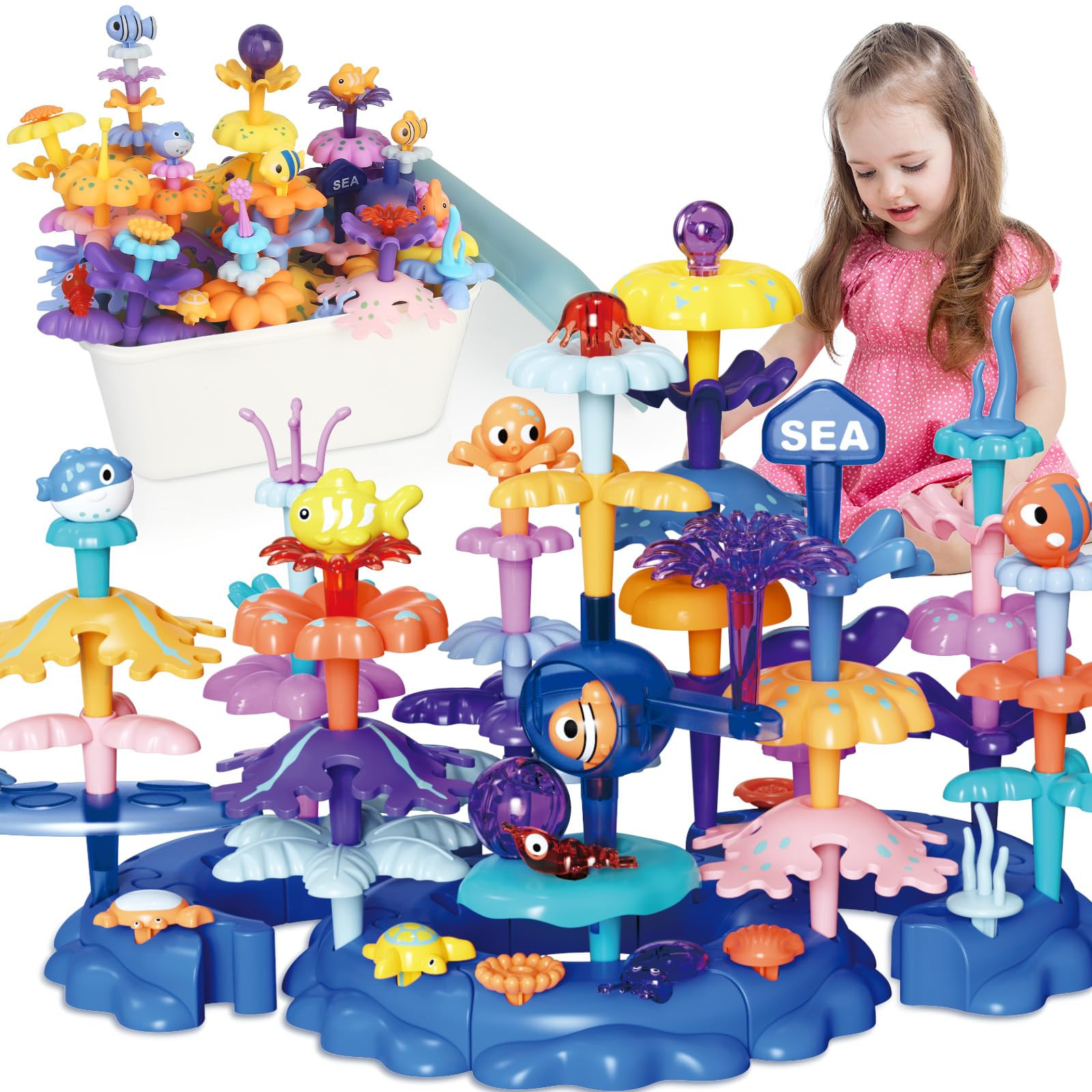 Coral Garden Flower Building Toys for for Toddlers 3-5 Year Old，Upgrade DIY Building Blocks Toy... | Amazon (US)