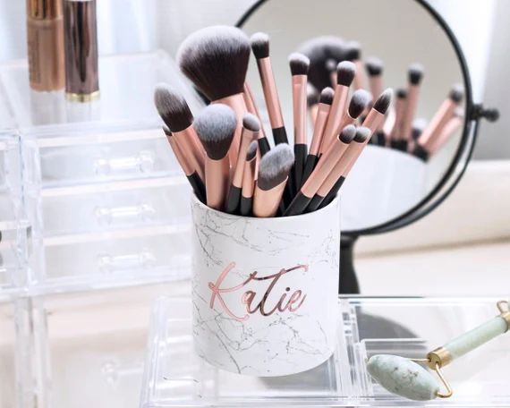 Makeup brush holder personalized brush holder rose gold makeup | Etsy | Etsy (US)