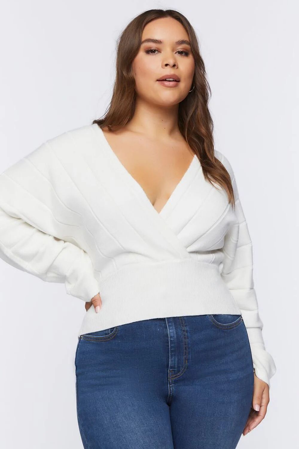 Plus Size Plunging Dolman-Sleeve Sweater | Forever 21 (US)