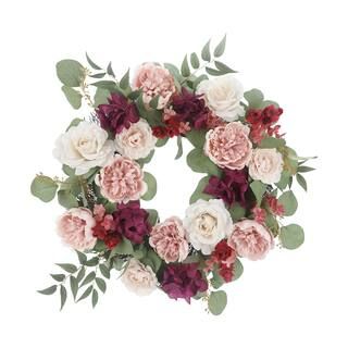 22" Cream, Pink & Burgundy Peony Wreath by Ashland® | Michaels Stores