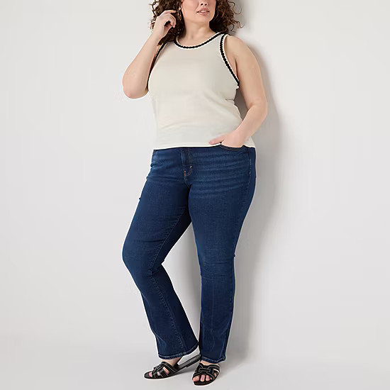 a.n.a Crochet Trim Womens Crew Neck Sleeveless Plus Tank Top | JCPenney