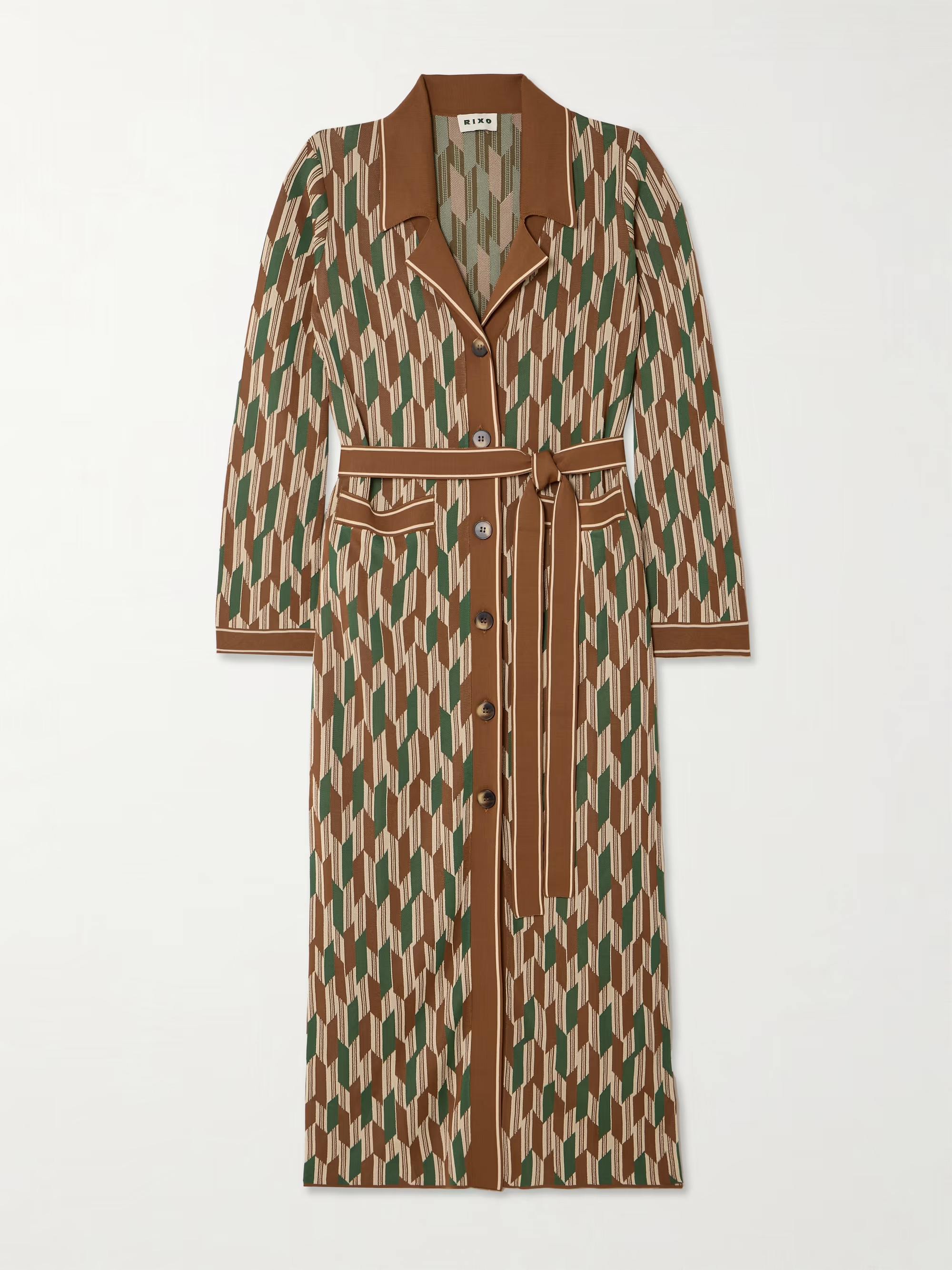 Apollo belted striped jacquard-knit midi dress | NET-A-PORTER (UK & EU)