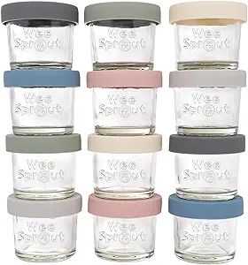 WeeSprout Glass Baby Food Storage Jars w/Lids (4 oz,12 Pack) –Reusable Baby Food Jars with Lids... | Amazon (US)