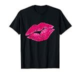 Hot Pink Lips Shirt Neon 80s Kiss Lipstick Party T-Shirt | Amazon (US)