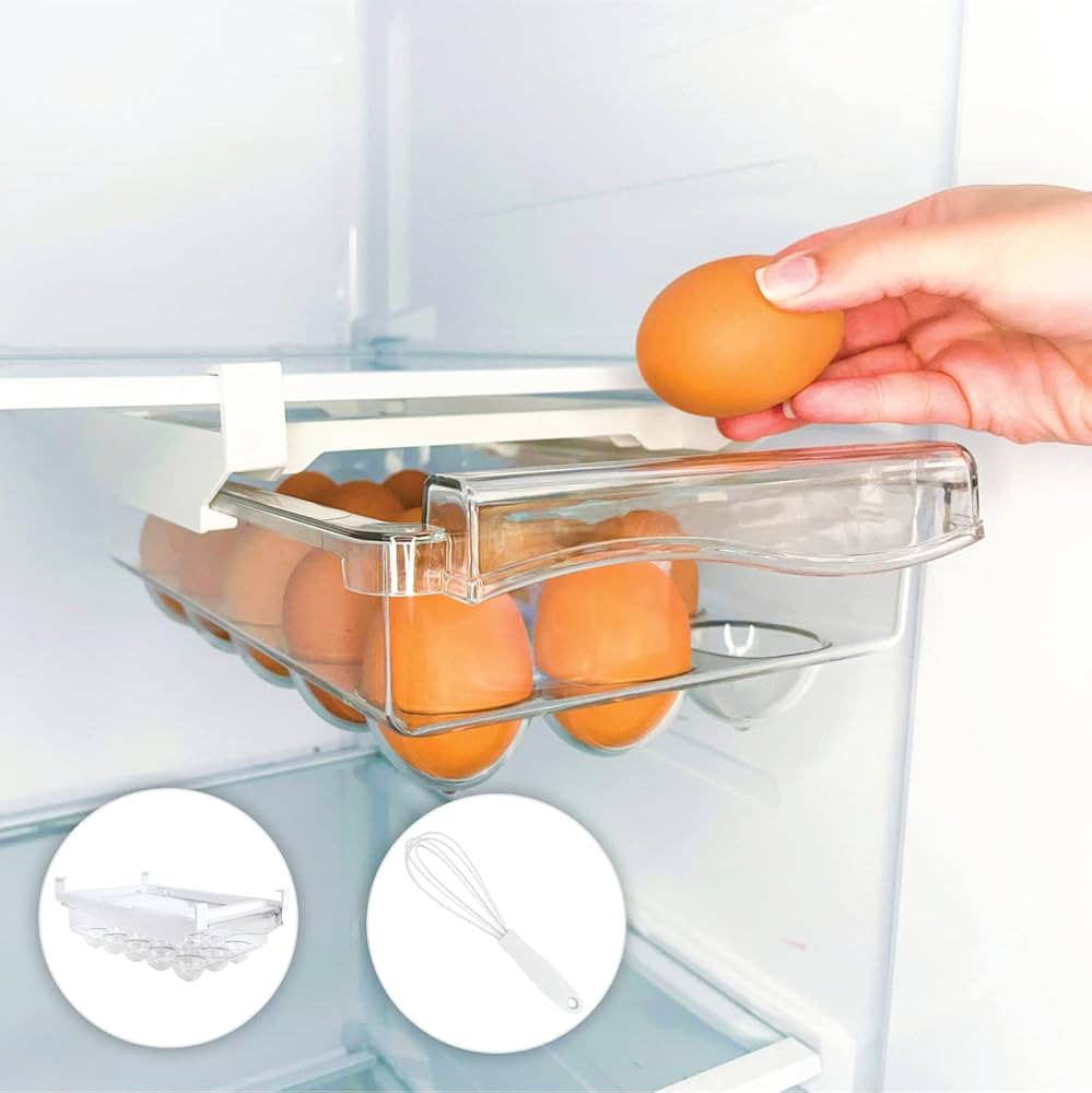 Egg Drawer Holder for Refrigerator - Adjustable Egg Rack Dispenser With Snap-On Installation to O... | Amazon (US)