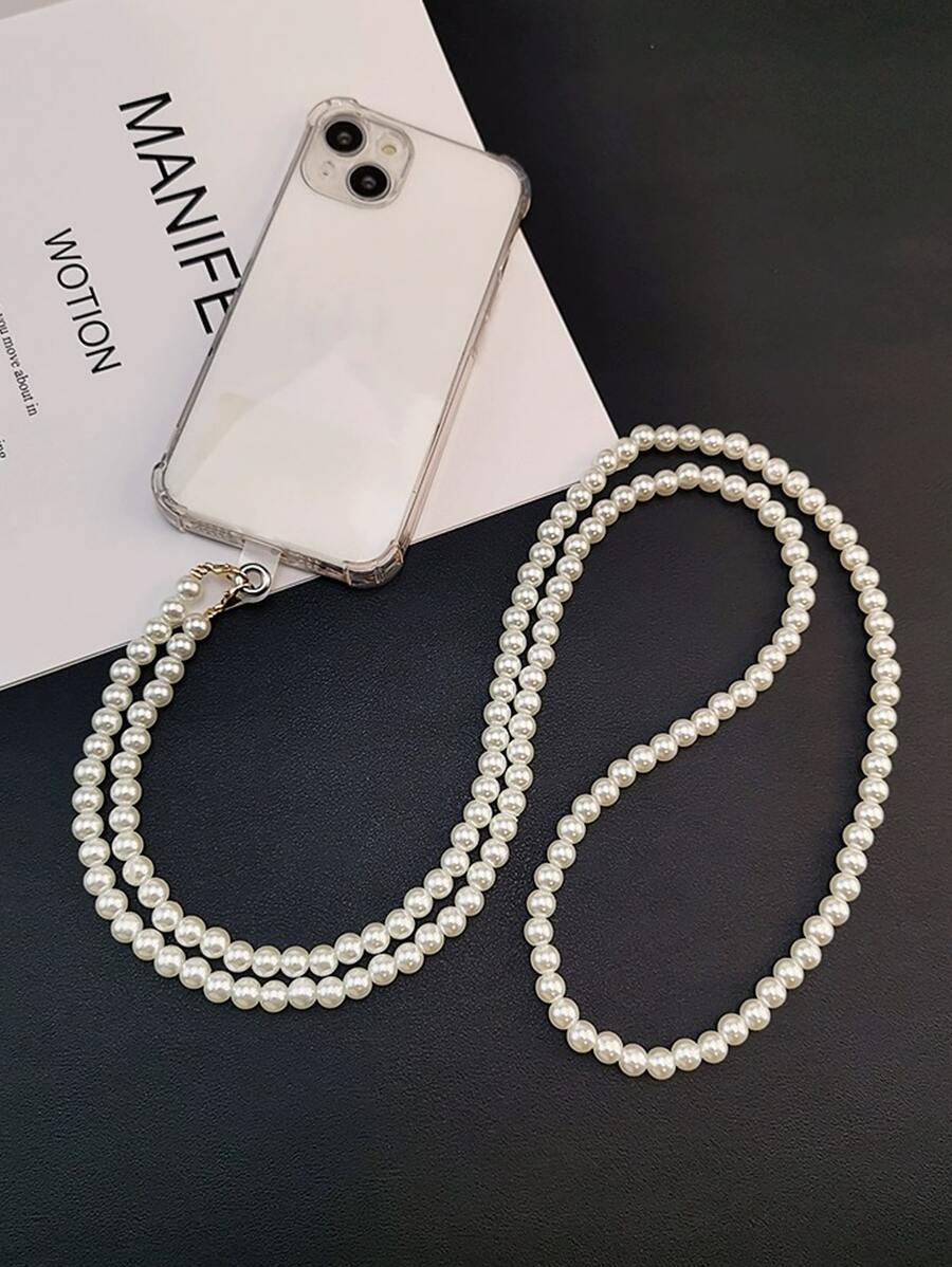 Faux Pearl Beaded Phone Lanyard | SHEIN