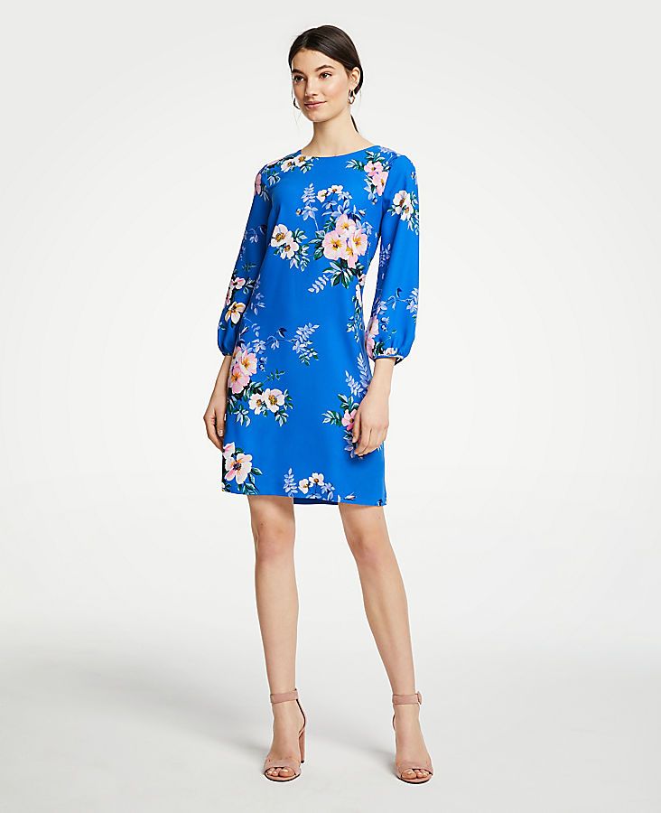 Poppy Lantern Sleeve Shift Dress | Ann Taylor (US)