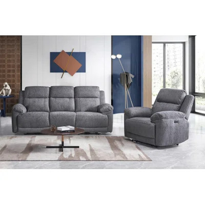 Upholstered Power Reclining Living Room 2-piece Sofa Set(1 Recliner Sofa And 1 Recliner Single Chair) | Wayfair North America