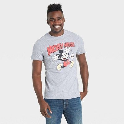 Men's Disney Mickey Mouse Vintage Short Sleeve Graphic T-Shirt - Heather Gray | Target
