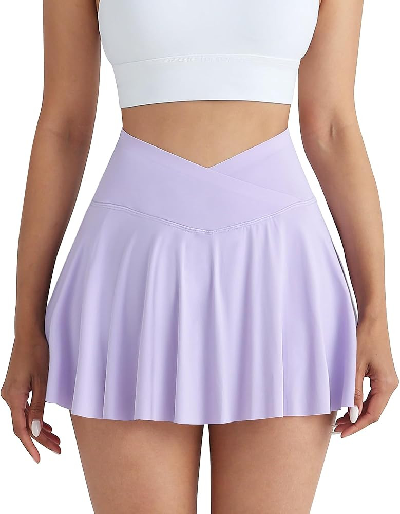CHRLEISURE Women Tennis Golf Skirt with Pockets - High Waisted Crossover Golf Pleated Athletic Wo... | Amazon (US)