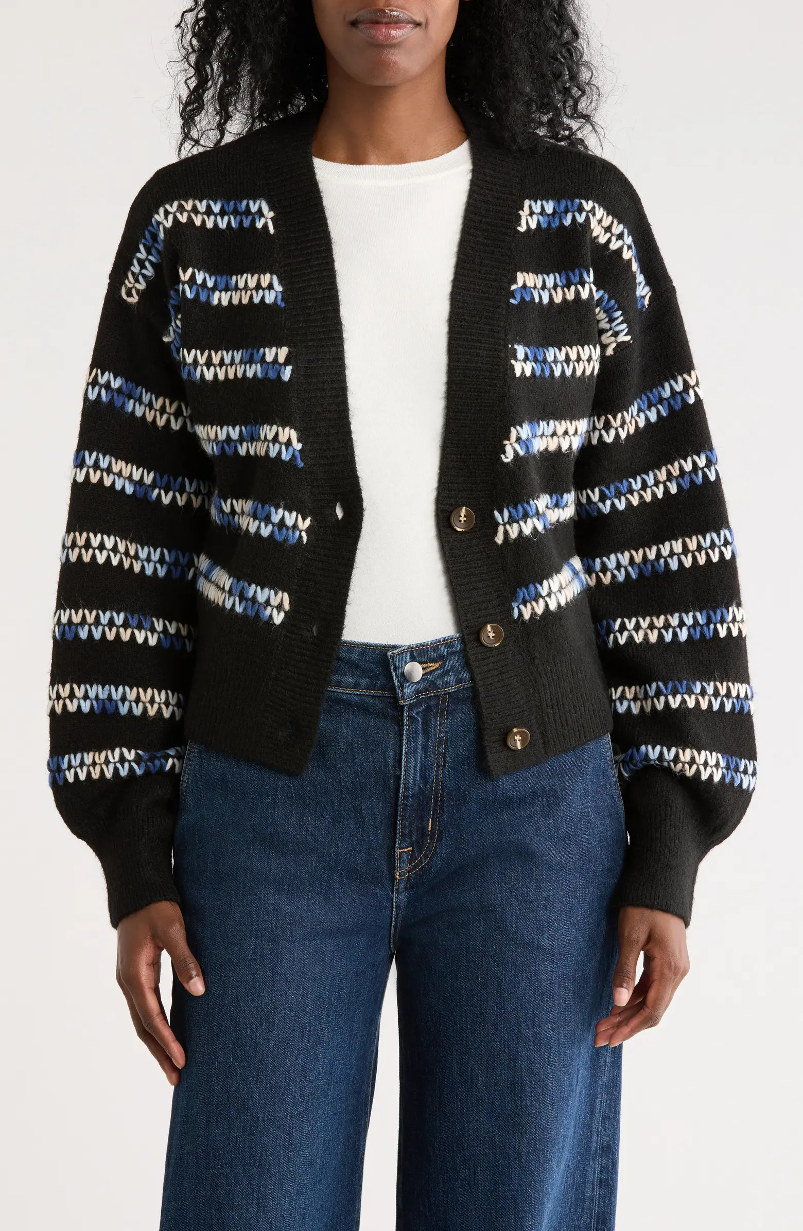 Bobeau Whipstitch V-Neck Button-Up Cardigan | Nordstromrack | Nordstrom Rack