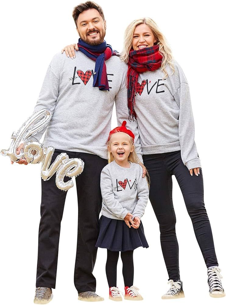 PopReal Family Matching Outfits Love Heart Printed Valentine's Day Shirt Mommy and Me Outfits | Amazon (US)