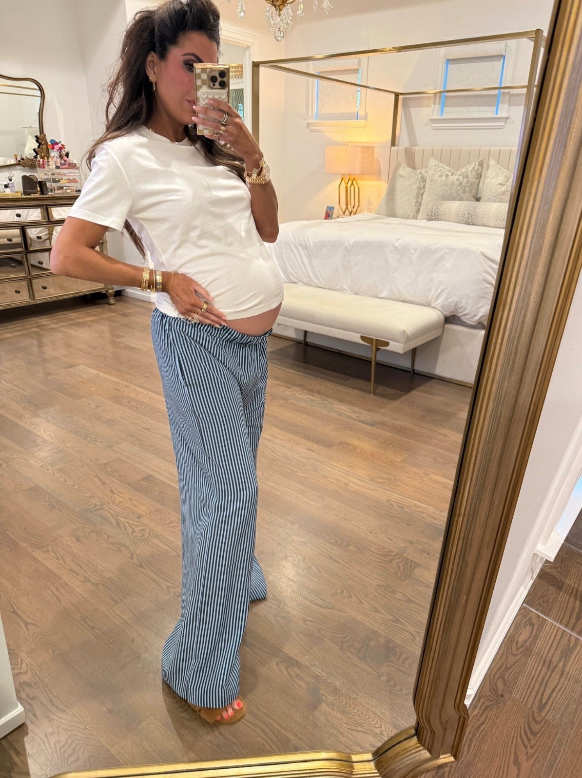 Wearing a medium in these pants!! These are a designer inspired piece and look so cute with  a tank in the summer! 

Spring outfits, Spring outfits 2026, Striped pants, White shirt, White tank, Zara finds, Zara fashion, vacation outfits, Emily Ann Gemma

#LTKBump #LTKdayinmylife #LTKootd