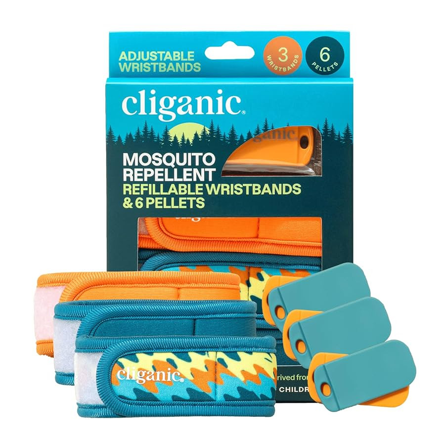 Cliganic Mosquito Repellent Pack (3 Wristbands + 6 Refill Pellets) - Adjustable, Natural DEET-Fre... | Amazon (US)