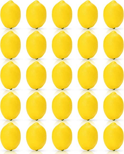 BigOtters Artificial Lemons, 2 x 3 inches Faux Yellow Lemons Fake Lemons for Fake Fruit Bowl Lemo... | Amazon (US)