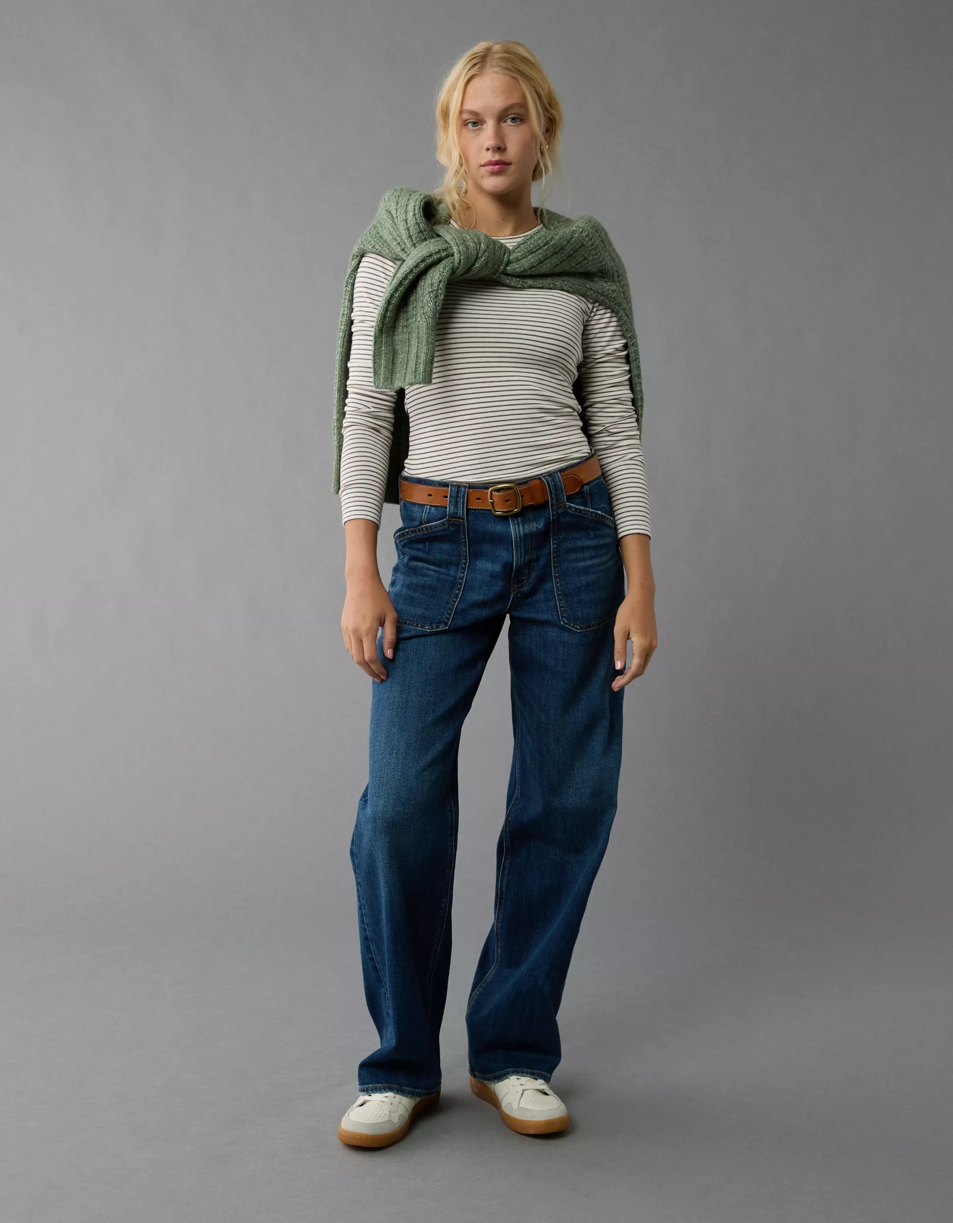 AE Cozy Up Long-Sleeve Layering T-Shirt | American Eagle Outfitters (US & CA)