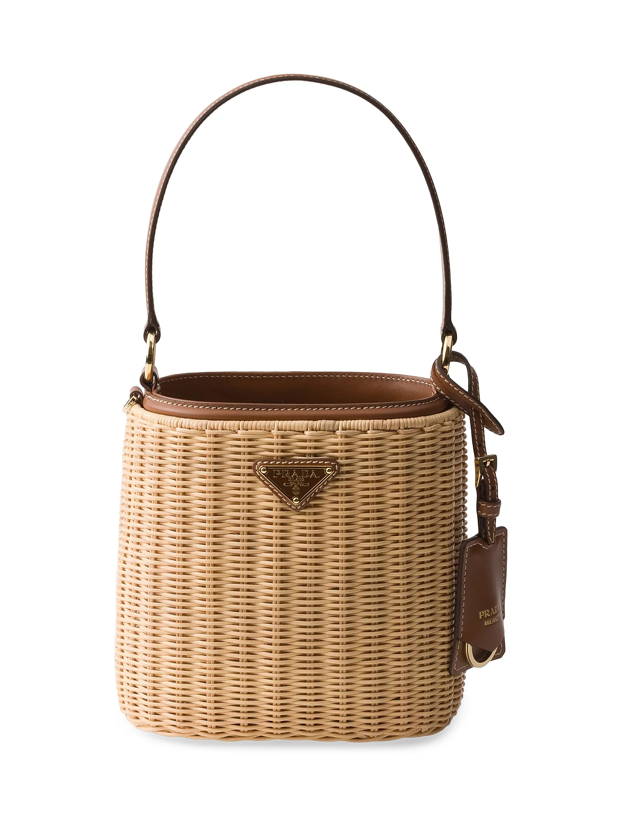 Wicker and Leather Bucket Bag | Saks Fifth Avenue