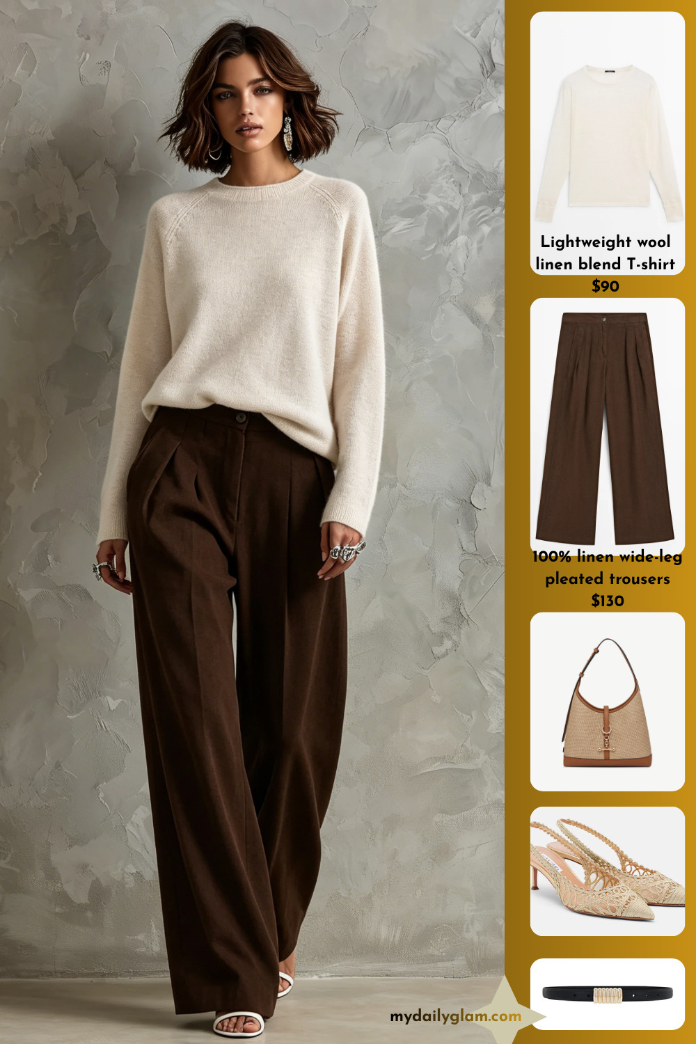Soft Neutral Earth Tone Outfit Thin Raglan Knit Top & Oversized Dark Brown Linen Pleated Wide Leg Pants

#CapsuleWardrobe #NeutralOutfits #EverydayChic 

 #LTKootd #LTKOver40 #LTKWorkwear