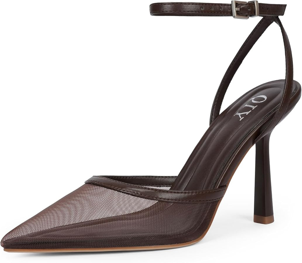 QIY Closed Toe Heels for Women Pumps High Heel Strappy Sandals | Amazon (US)