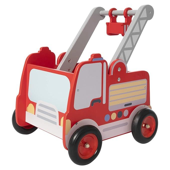 Red Fire Truck Wooden Baby Push Walker - 2-in-1 Toddler Push & Pull Toys Learning Walker Stroller... | Amazon (US)