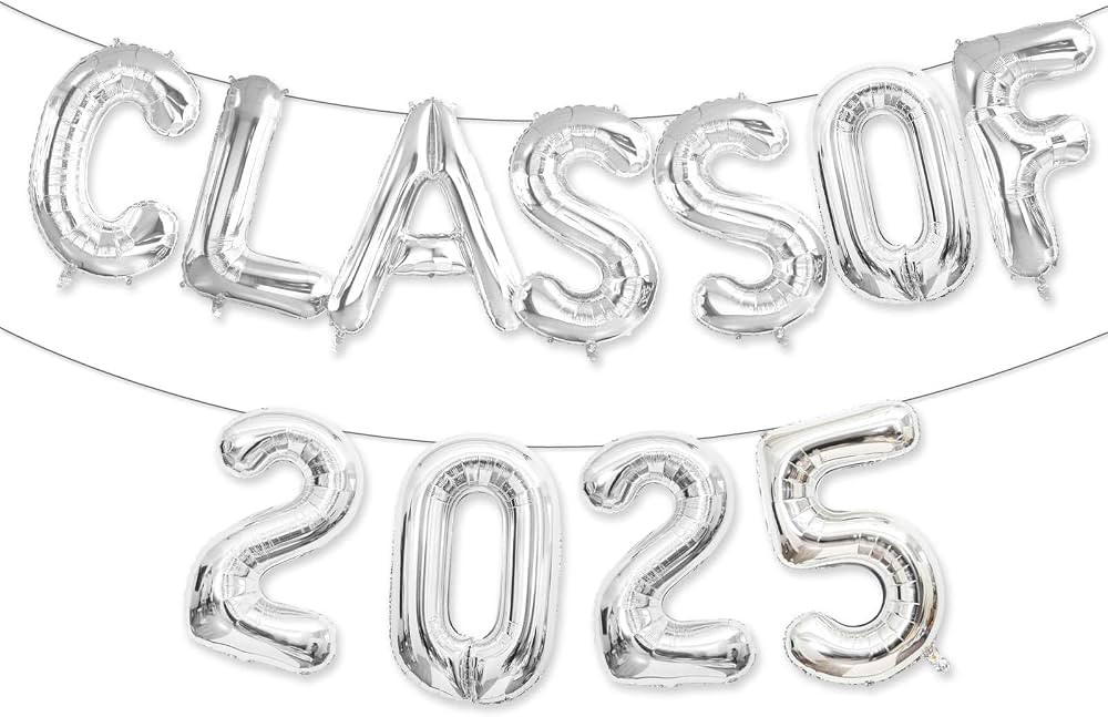 Class of 2025 Balloons Silver 16 Inch, Silver Class of 2025 Graduation Balloons Banner Sign for P... | Amazon (US)