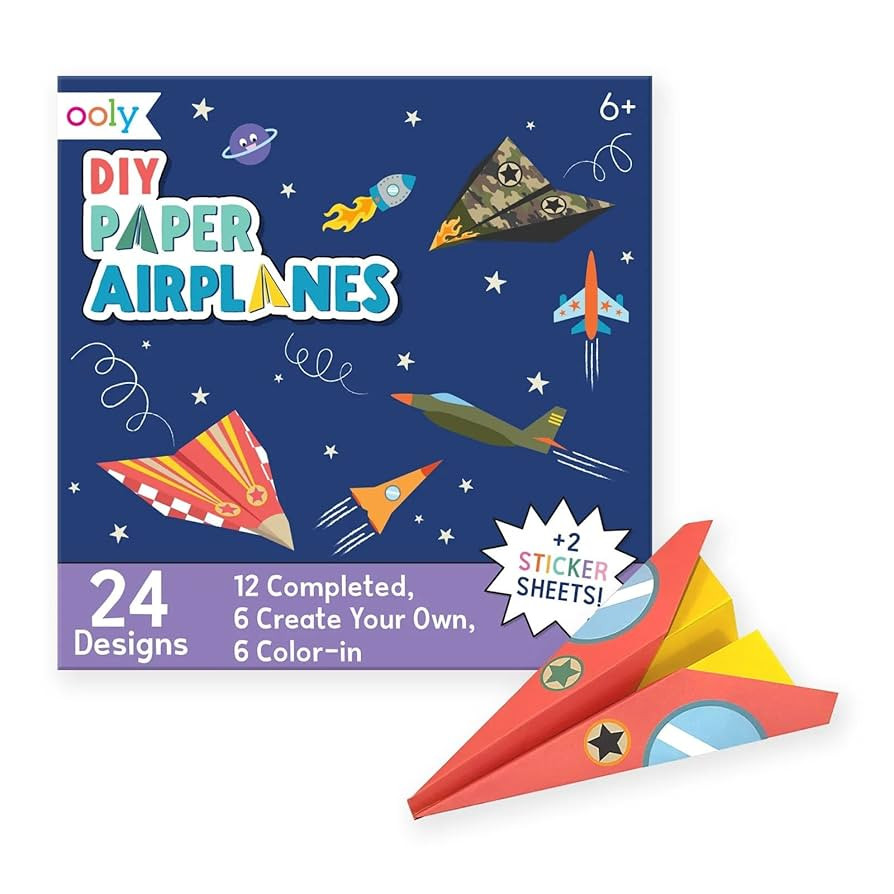 Ooly DIY Paper Airplane Book, 24 Paper Planes & Stickers, Kit Includes 12 Completed, 6 Blank and ... | Amazon (US)