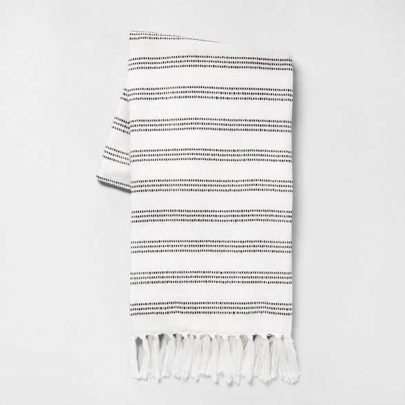 60" x 70" Stripe Summer Throw Blanket Sour Cream / Black - Hearth & Hand™ with Magnolia | Target