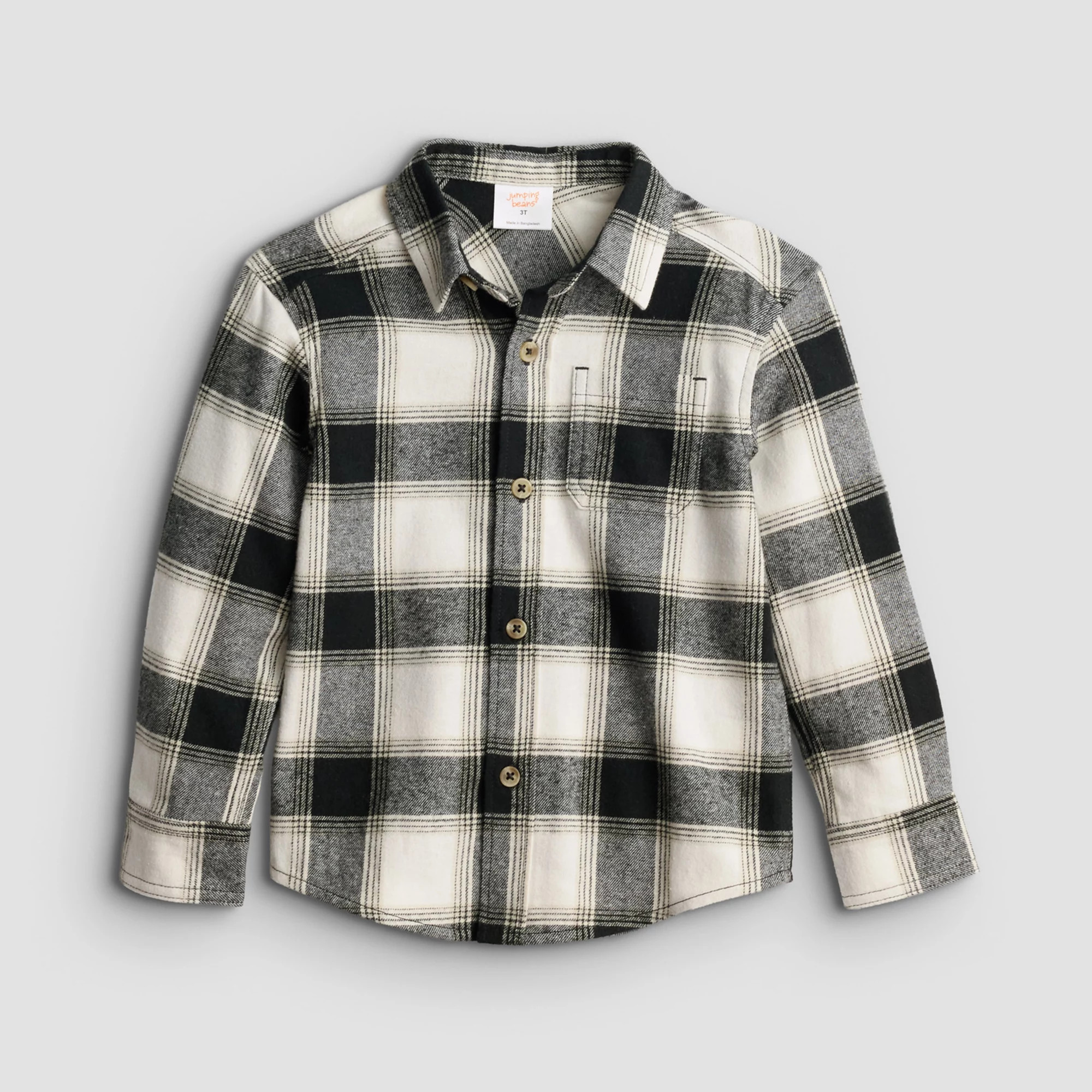 Baby & Toddler Boy Jumping Beans® Flannel Button-Down Shirt, Toddler Boy's, Size: 18 Months, Beige Black Plaid | Kohl's